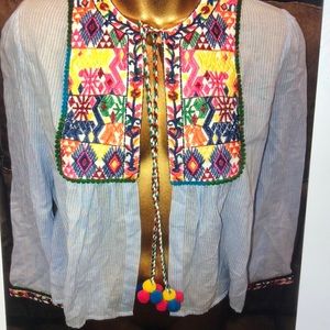 Hummingbird size m tie jacket striped embroidery